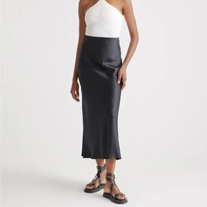 Quince 100% Washable Black Silk Maxi Skirt XS